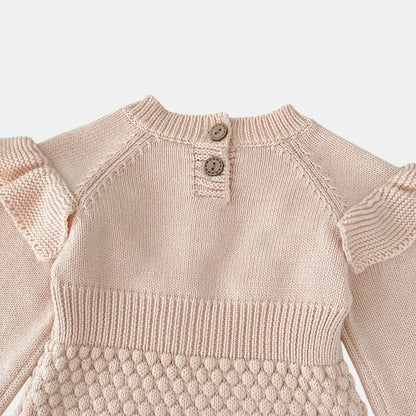 Dani Ruffle Knit Romper - Blush (3m-24m)
