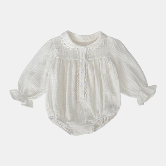Dara Ivory Cotton Romper (3m-24m)