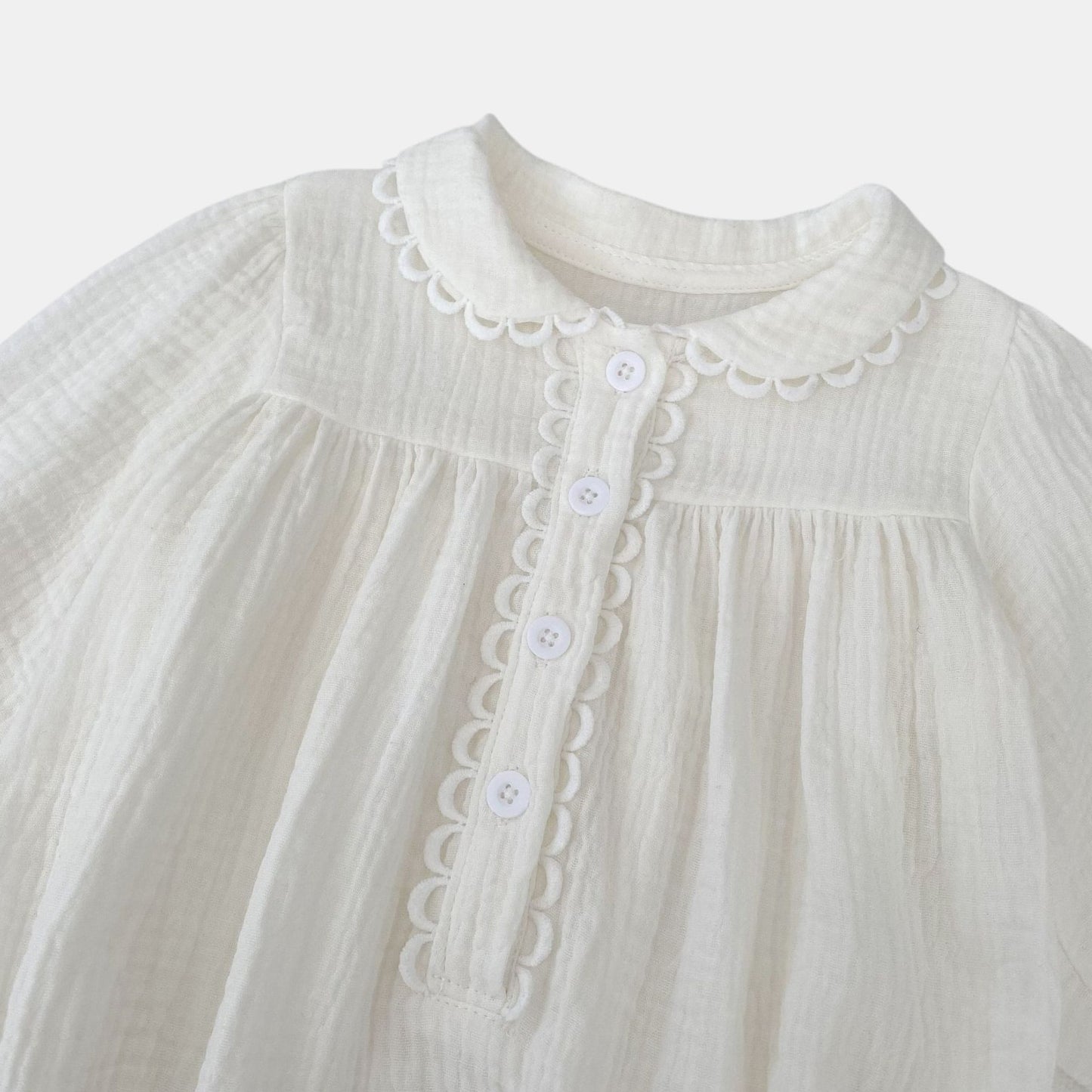 Dara Ivory Cotton Romper (3m-24m)