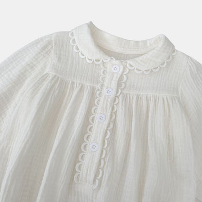 Dara Ivory Cotton Romper (3m-24m)