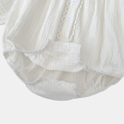 Dara Ivory Cotton Romper (3m-24m)
