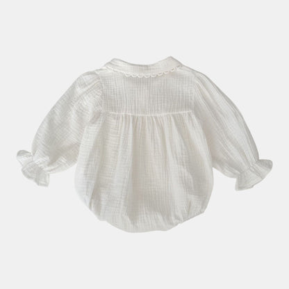 Dara Ivory Cotton Romper (3m-24m)