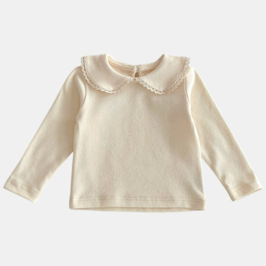 Demi Lace Cotton Top, Cream (3m-3yrs)
