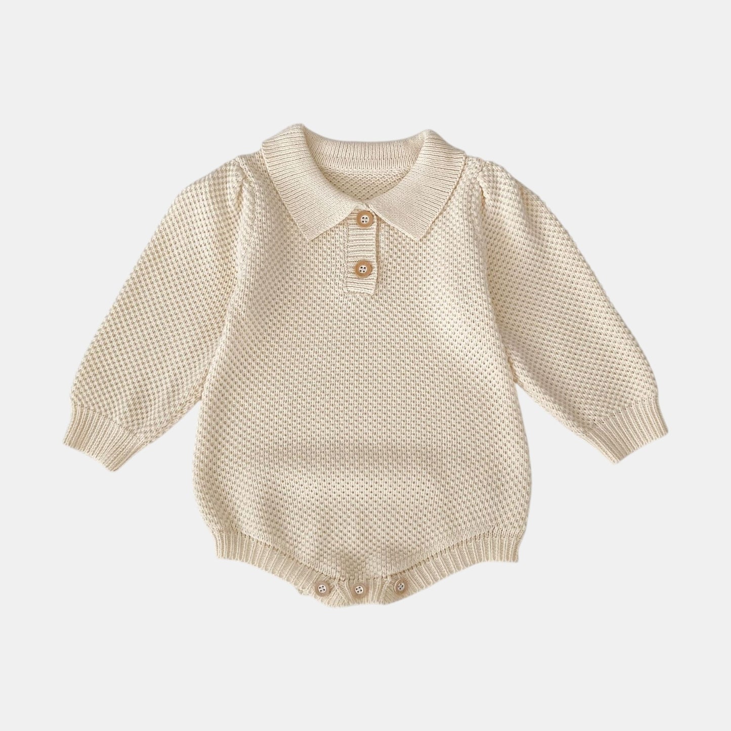 Drew Polo Knit Romper - Almond (3m-24m)
