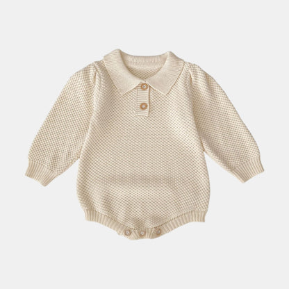 Drew Polo Knit Romper - Almond (3m-24m)