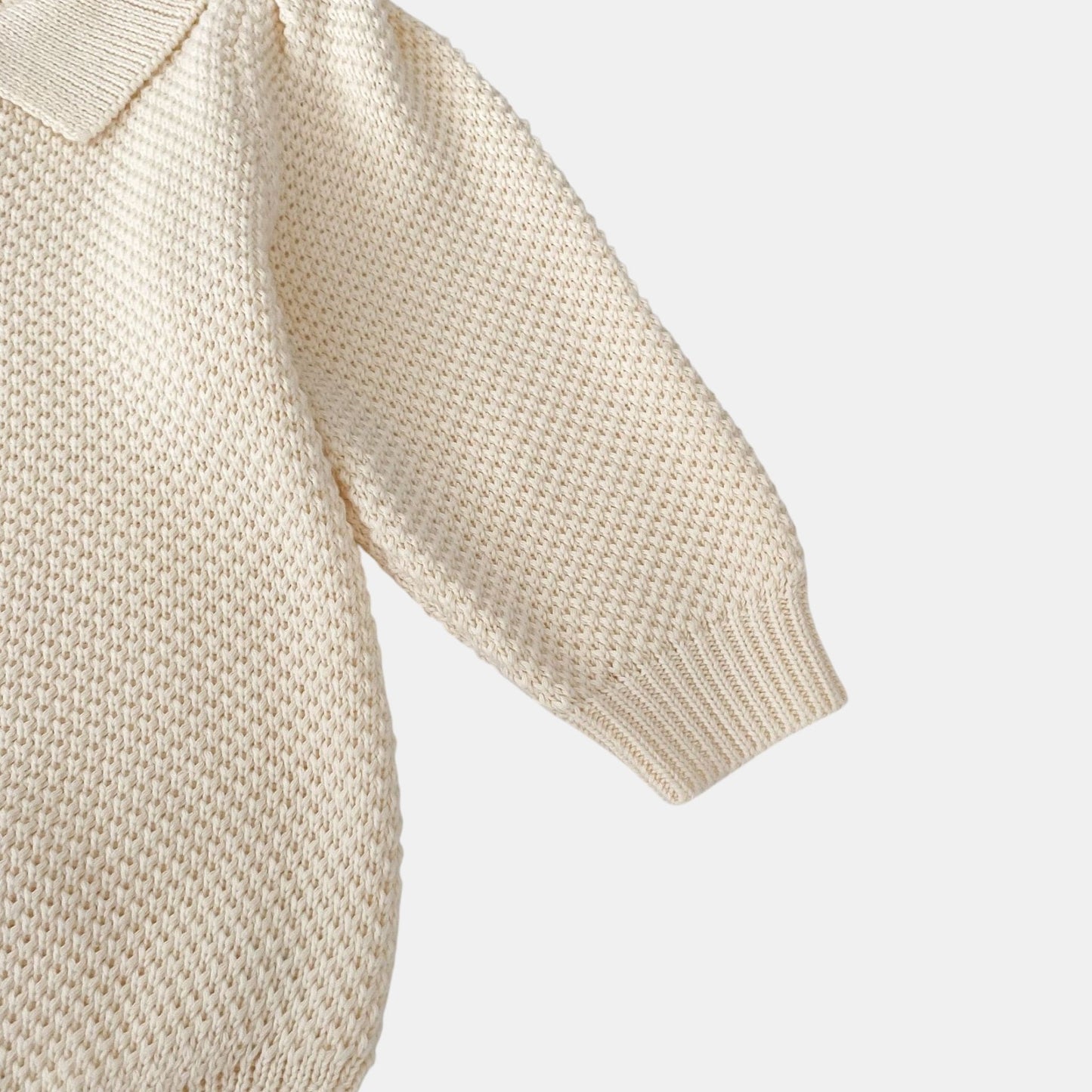 Drew Polo Knit Romper - Almond (3m-24m)