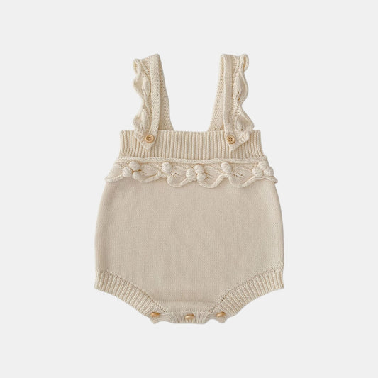 Ellie Ruffle Knit Romper - Cream (3m-3yrs)