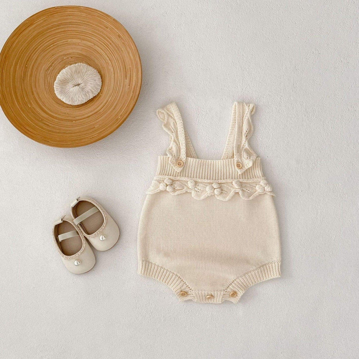 Ellie Ruffle Knit Romper - Cream (3m-3yrs)