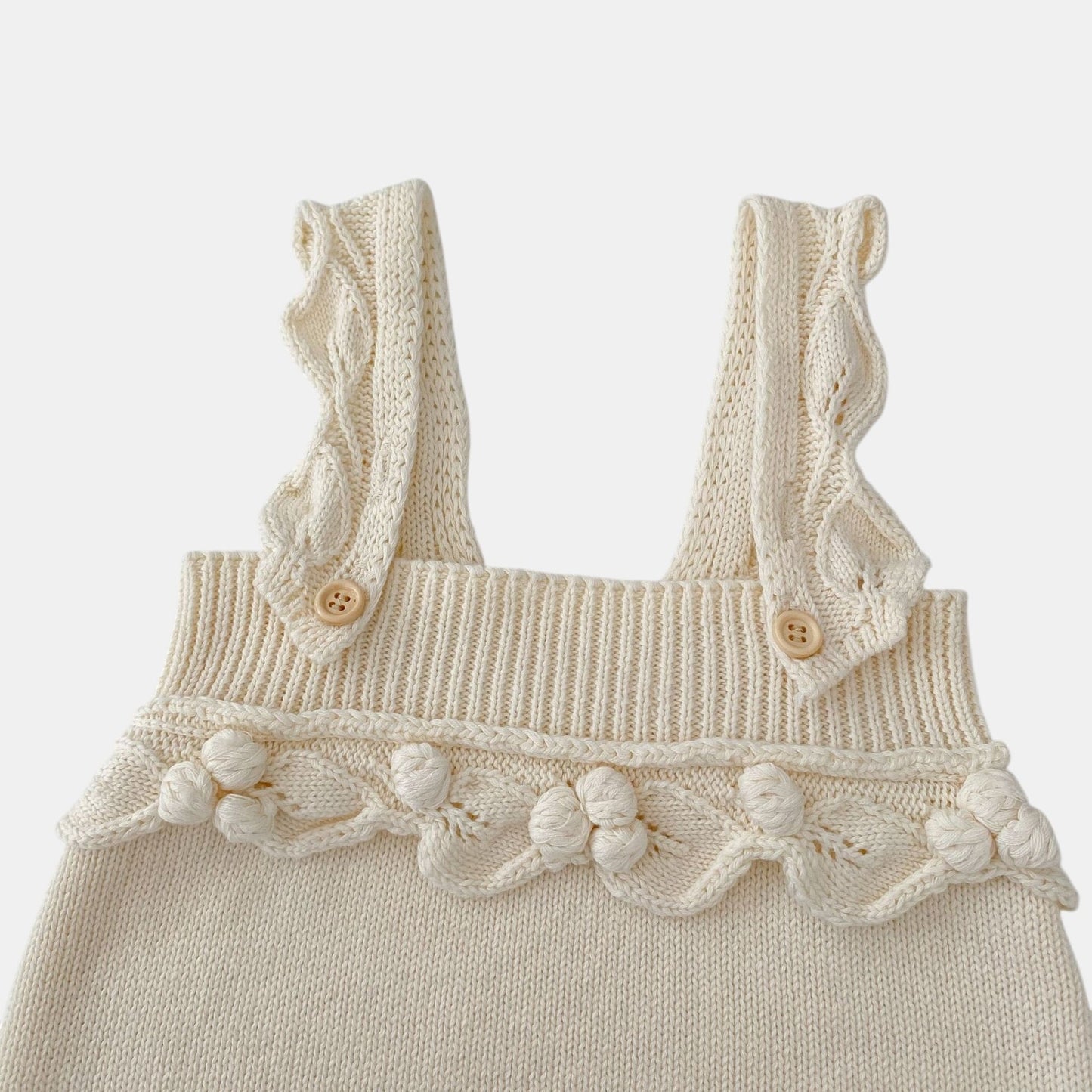 Ellie Ruffle Knit Romper - Cream (3m-3yrs)