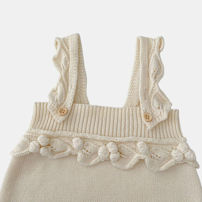 Ellie Ruffle Knit Romper - Cream (3m-3yrs)