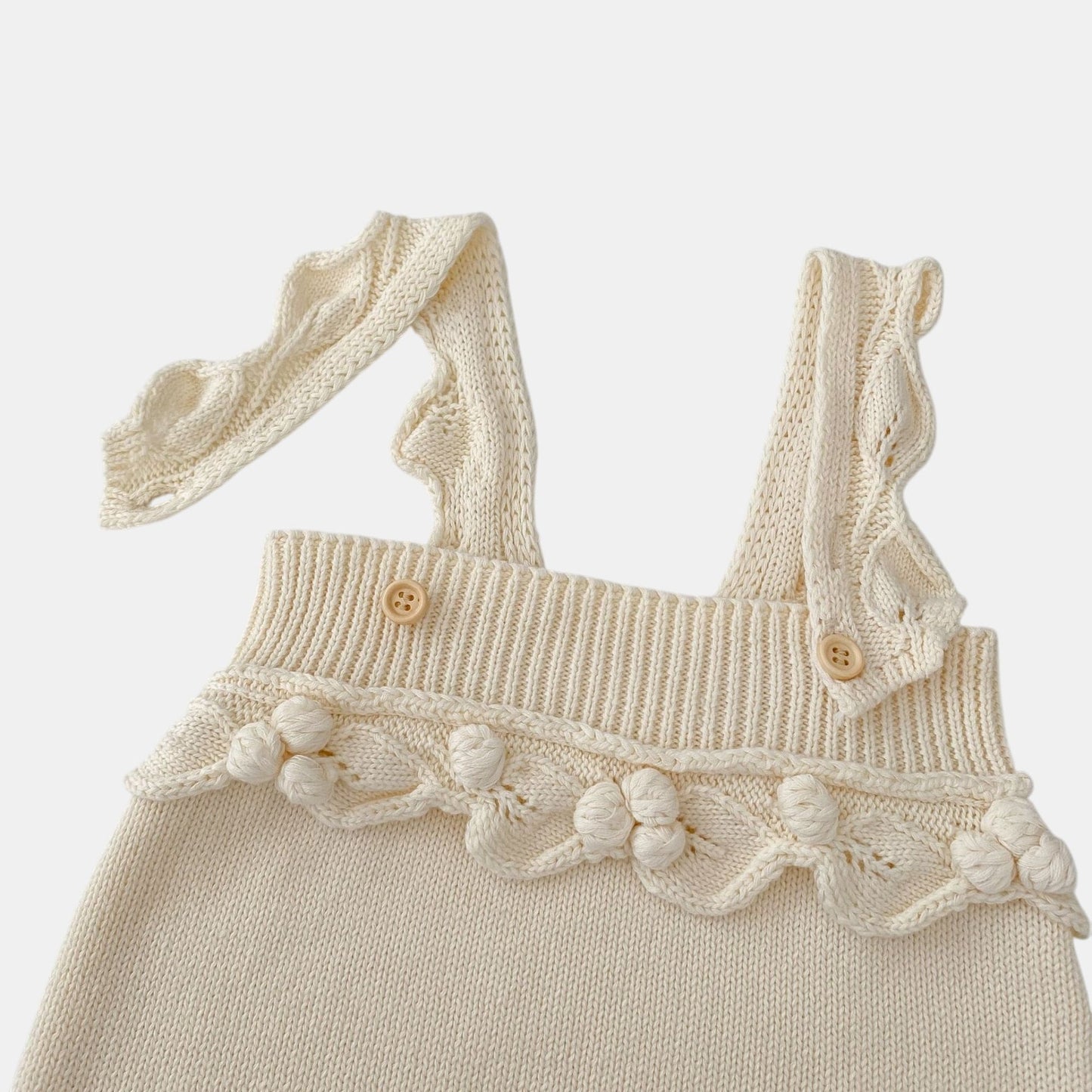 Ellie Ruffle Knit Romper - Cream (3m-3yrs)