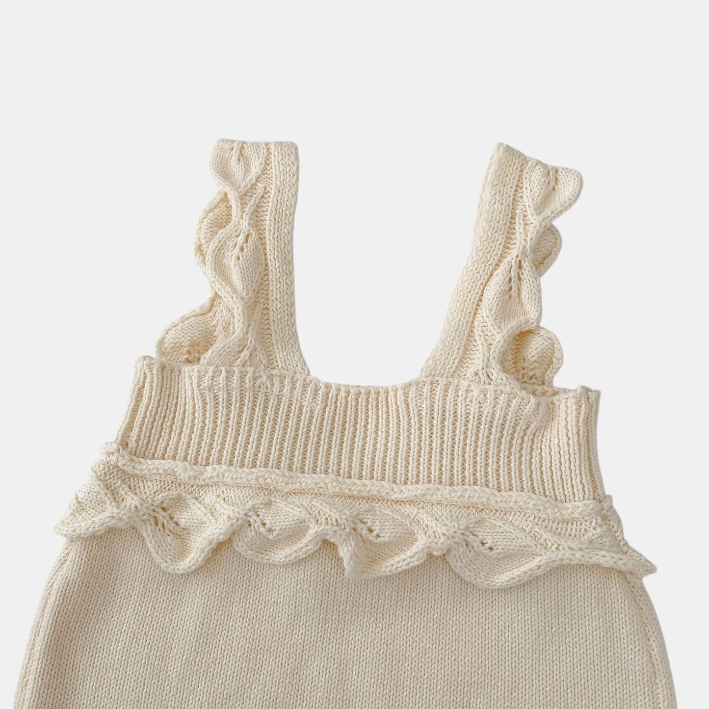 Ellie Ruffle Knit Romper - Cream (3m-3yrs)