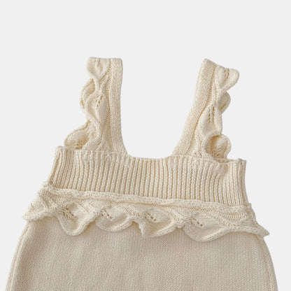 Ellie Ruffle Knit Romper - Cream (3m-3yrs)