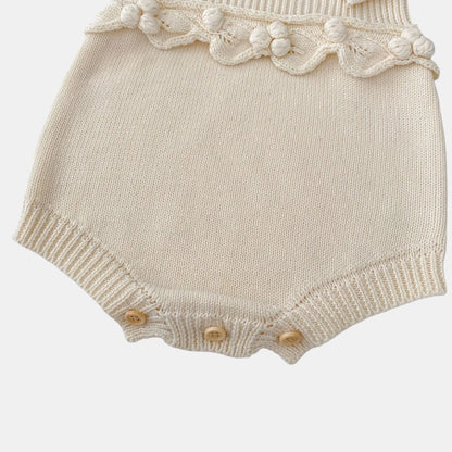 Ellie Ruffle Knit Romper - Cream (3m-3yrs)