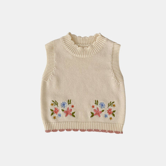 Elodie Floral Cotton Knit Vest (3m-24m)