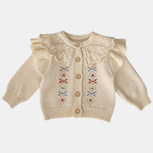 Elva Ruffle Cotton Knit Cardigan (3m-3yrs)
