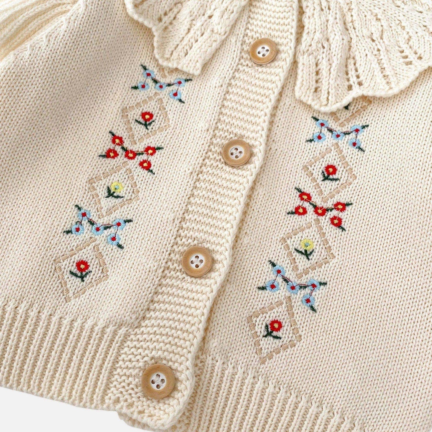 Elva Ruffle Cotton Knit Cardigan (3m-3yrs)