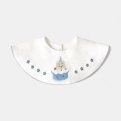 Embroidered Birthday Bear Cotton Waterproof Dribble Bib - Bambisserie