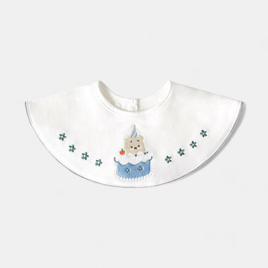 Embroidered Birthday Bear Cotton Waterproof Dribble Bib - Bambisserie