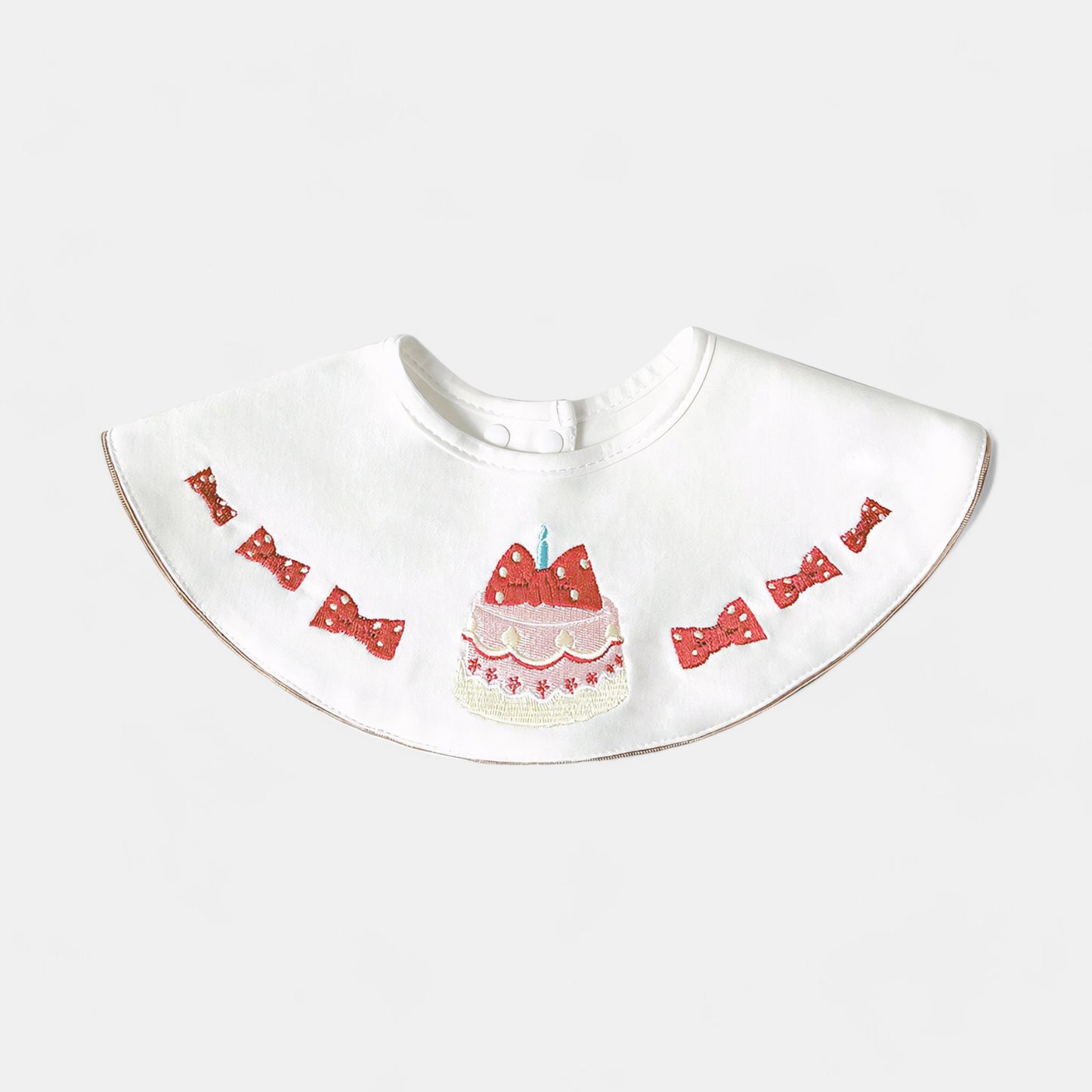 Embroidered Birthday Bow Cotton Waterproof Dribble Bib - Bambisserie
