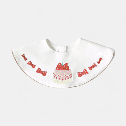 Embroidered Birthday Bow Cotton Waterproof Dribble Bib - Bambisserie