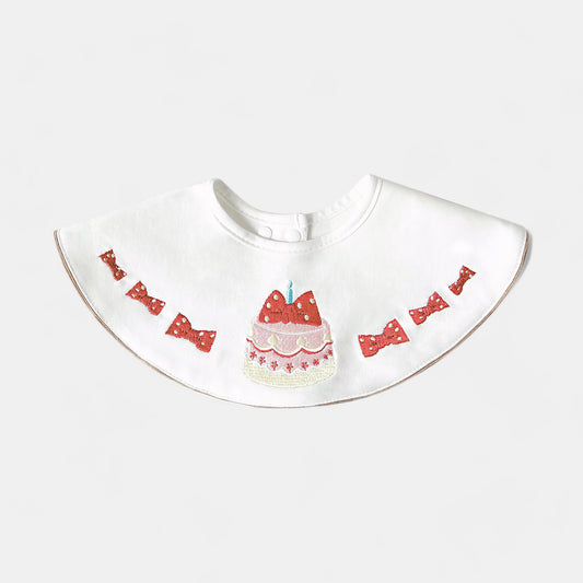 Embroidered Birthday Bow Cotton Waterproof Dribble Bib - Bambisserie