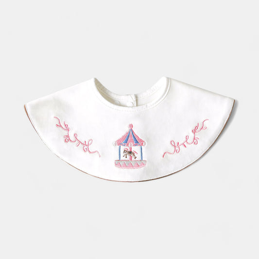 Embroidered Carousel Cotton Waterproof Dribble Bib - Bambisserie