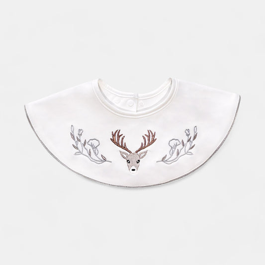 Embroidered Deer Cotton Waterproof Dribble Bib - Bambisserie