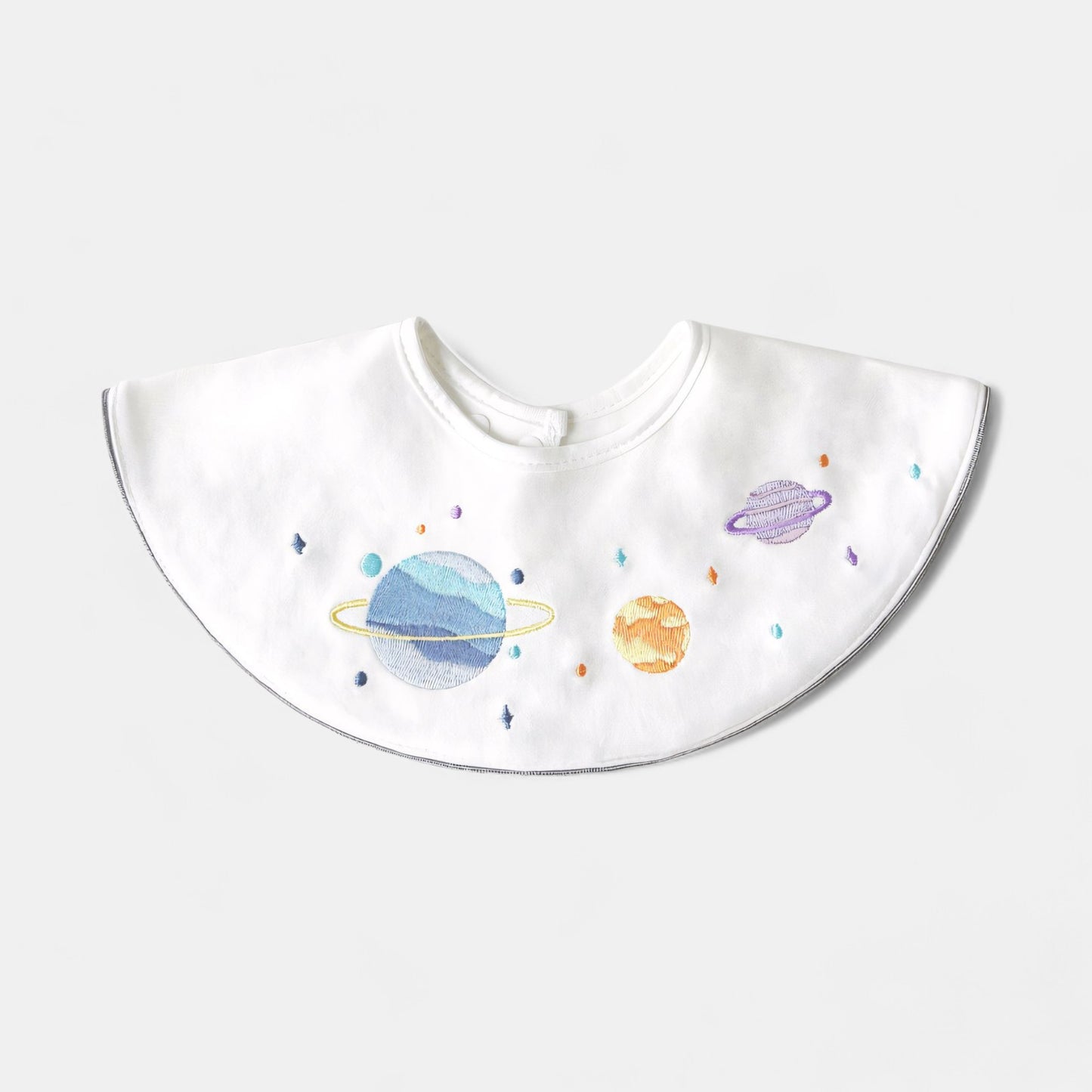 Embroidered Planets Cotton Waterproof Dribble Bib - Bambisserie