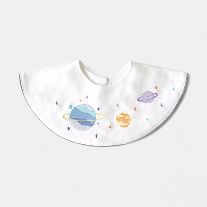 Embroidered Planets Cotton Waterproof Dribble Bib - Bambisserie