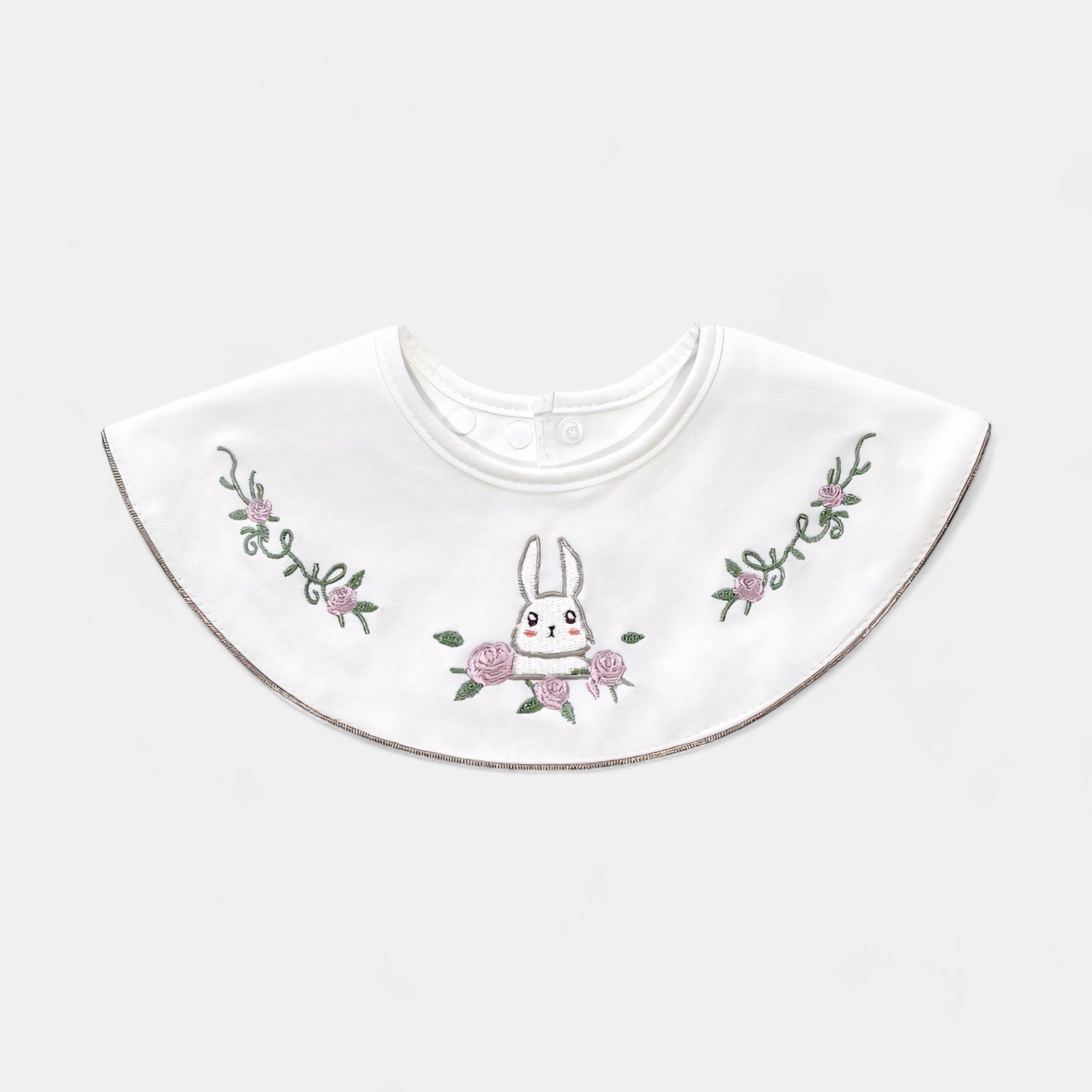 Embroidered Rabbit Cotton Waterproof Dribble Bib - Bambisserie
