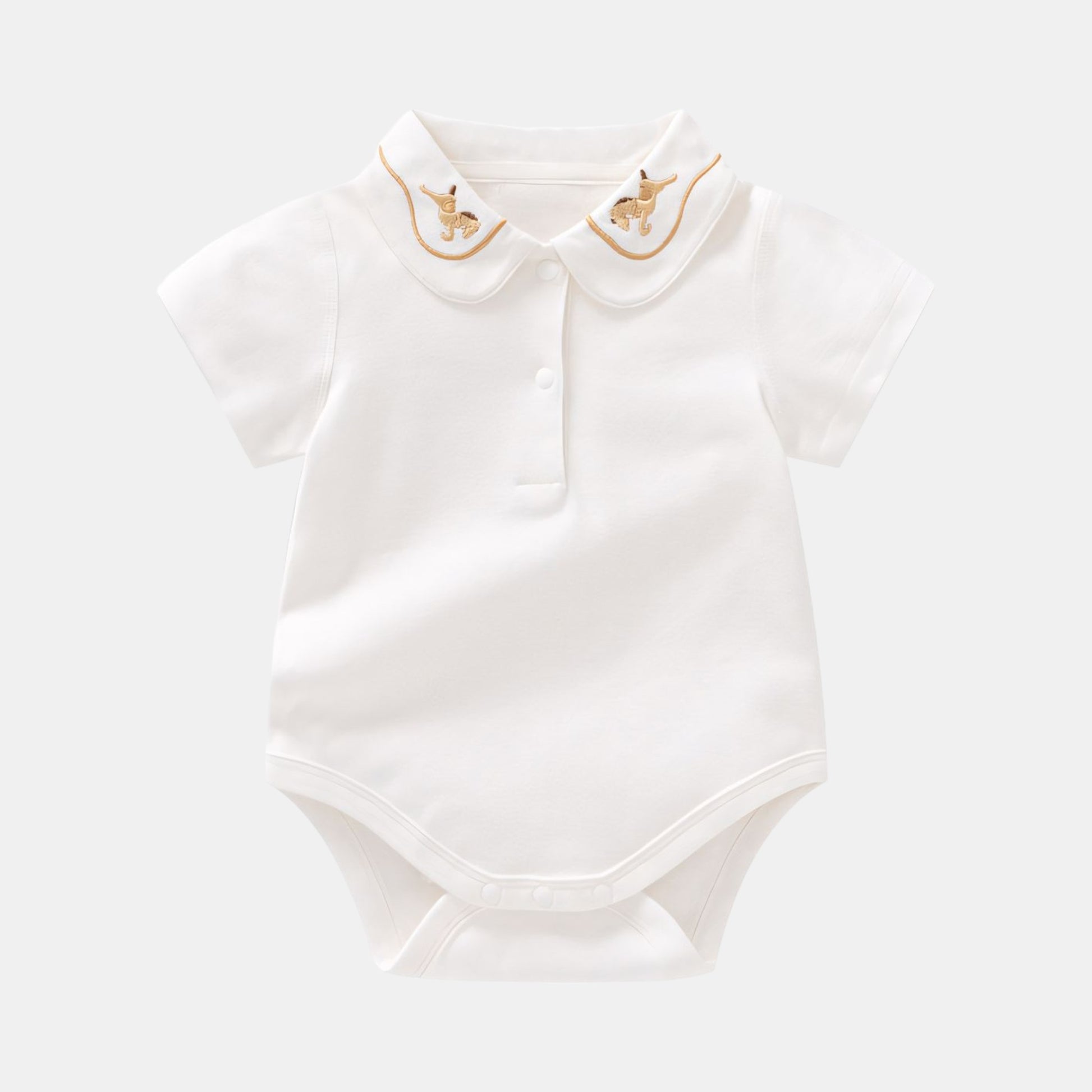 Embroidered Trojan Horse Cotton Baby Bodysuit - Bambisserie