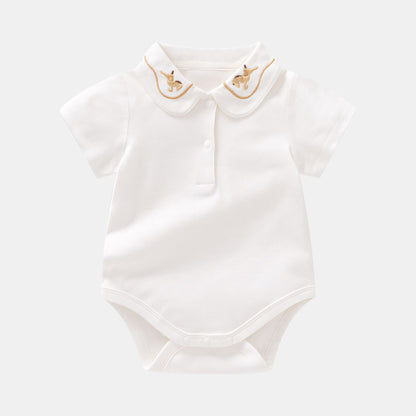 Embroidered Trojan Horse Cotton Baby Bodysuit - Bambisserie