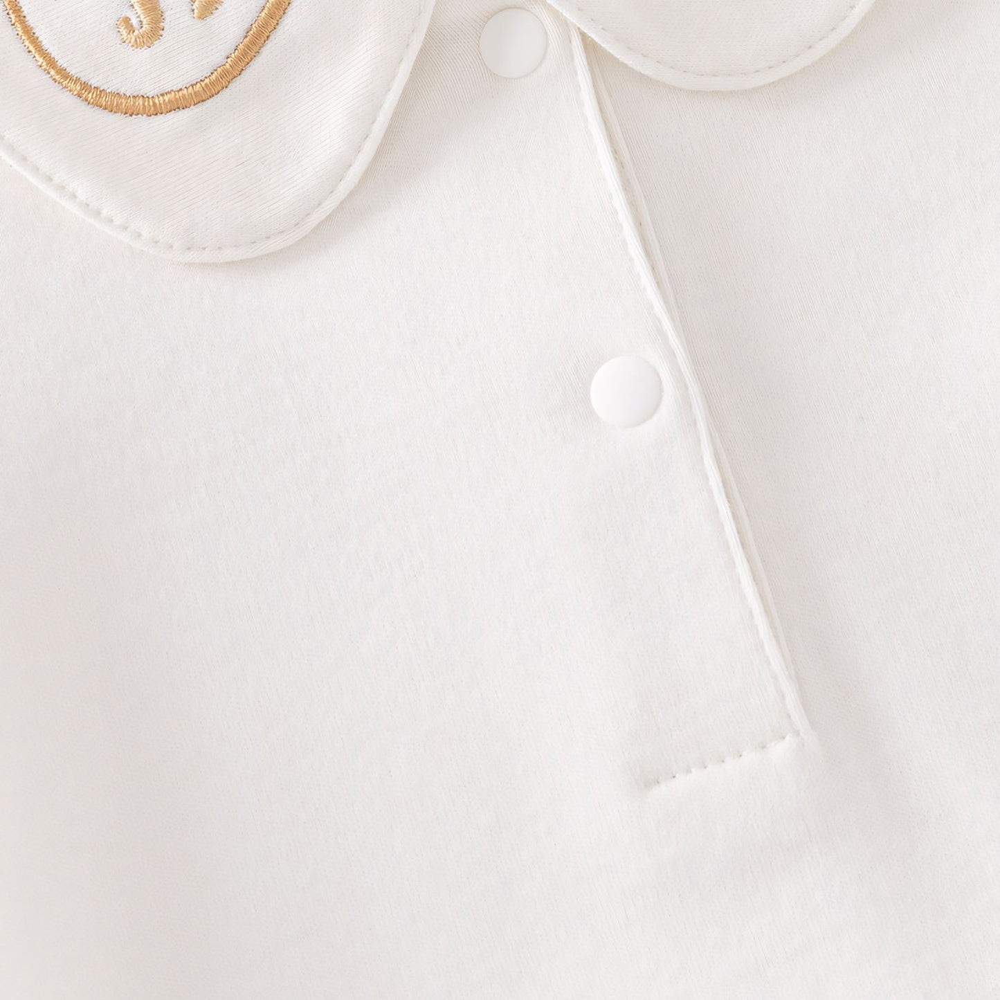 Embroidered Trojan Horse Cotton Baby Bodysuit - Fastening Detail - Bambisserie