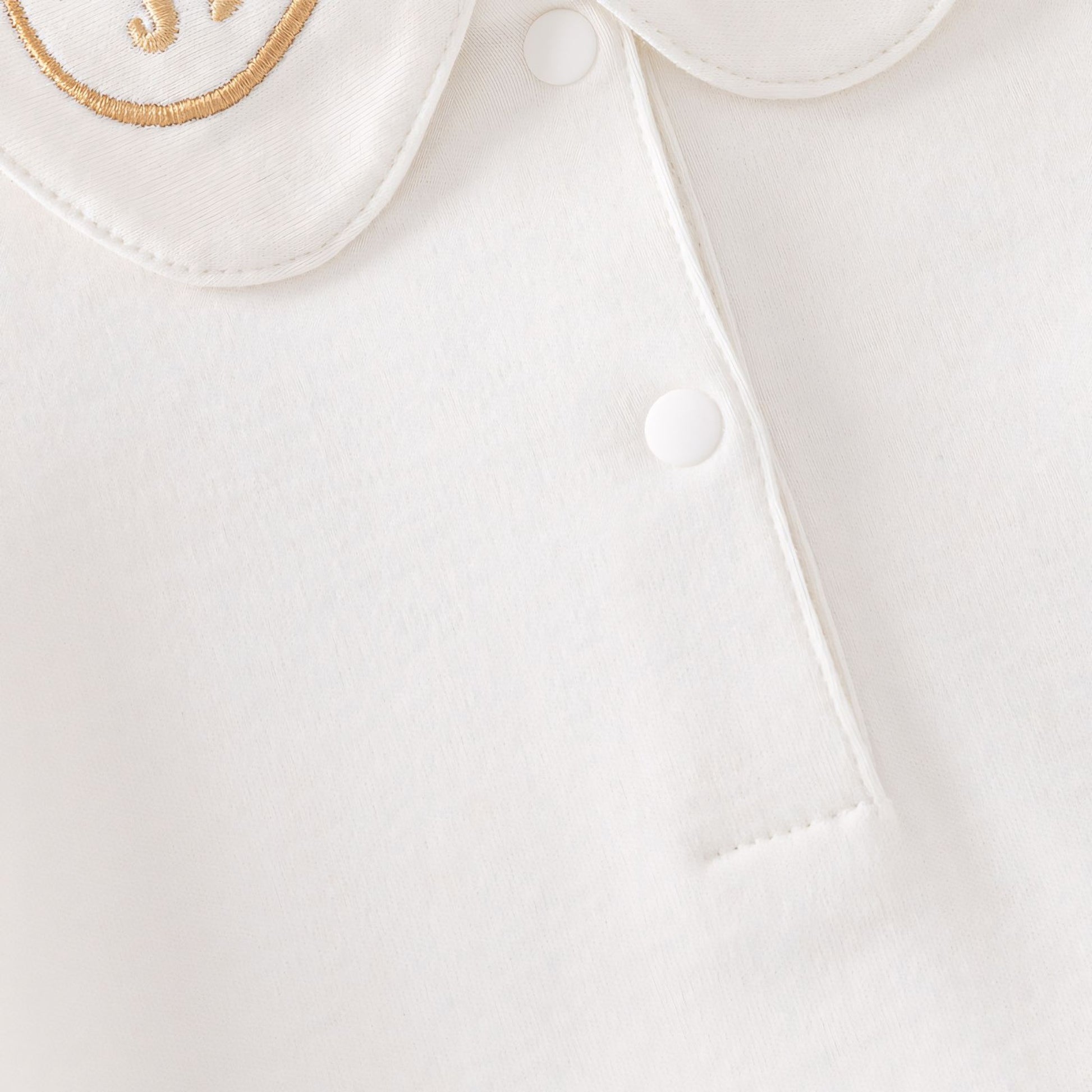Embroidered Trojan Horse Cotton Baby Bodysuit - Fastening Detail - Bambisserie