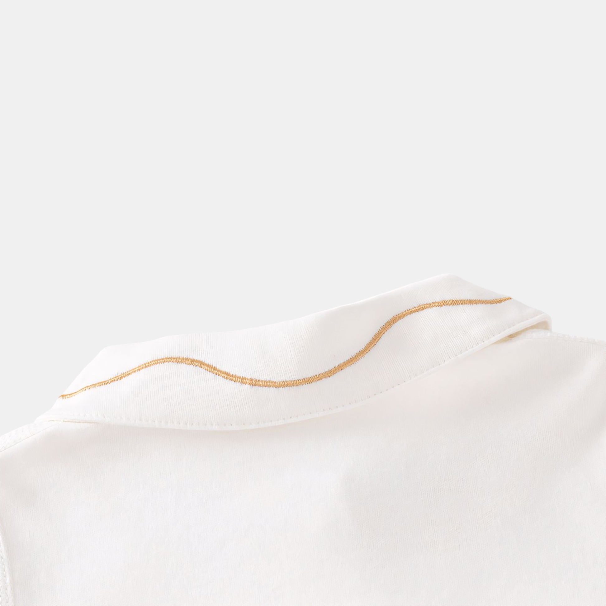 Embroidered Trojan Horse Cotton Baby Bodysuit - Back Collar Detail -Bambisserie