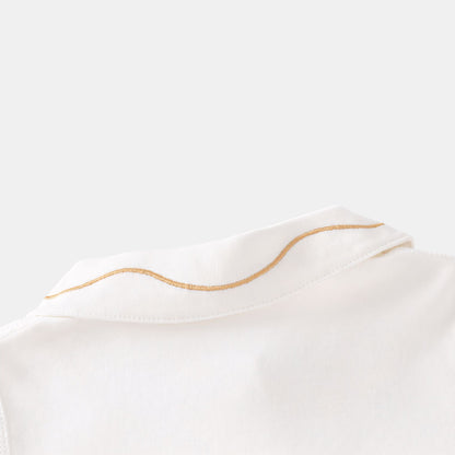 Embroidered Trojan Horse Cotton Baby Bodysuit - Back Collar Detail -Bambisserie