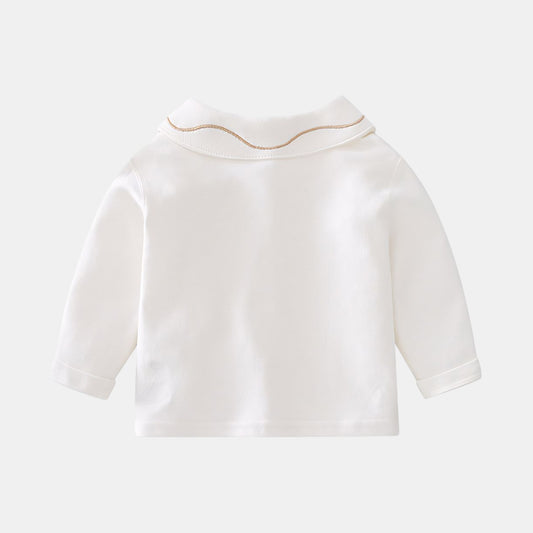 Embroidered Trojan Horse Cotton Cardigan - Back - Bambisserie