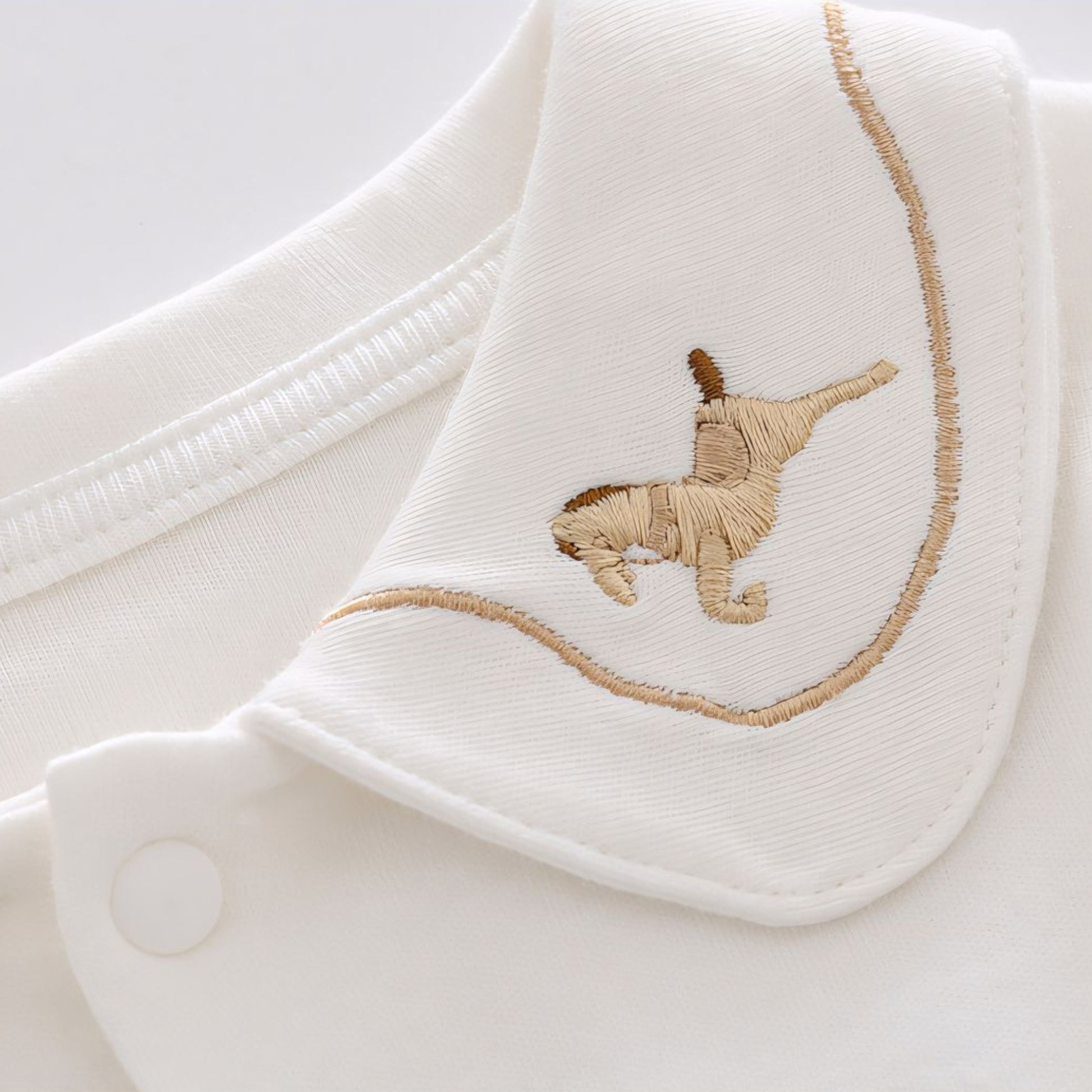 Embroidered Trojan Horse Cotton Cardigan - Embroidery Detail - Bambisserie