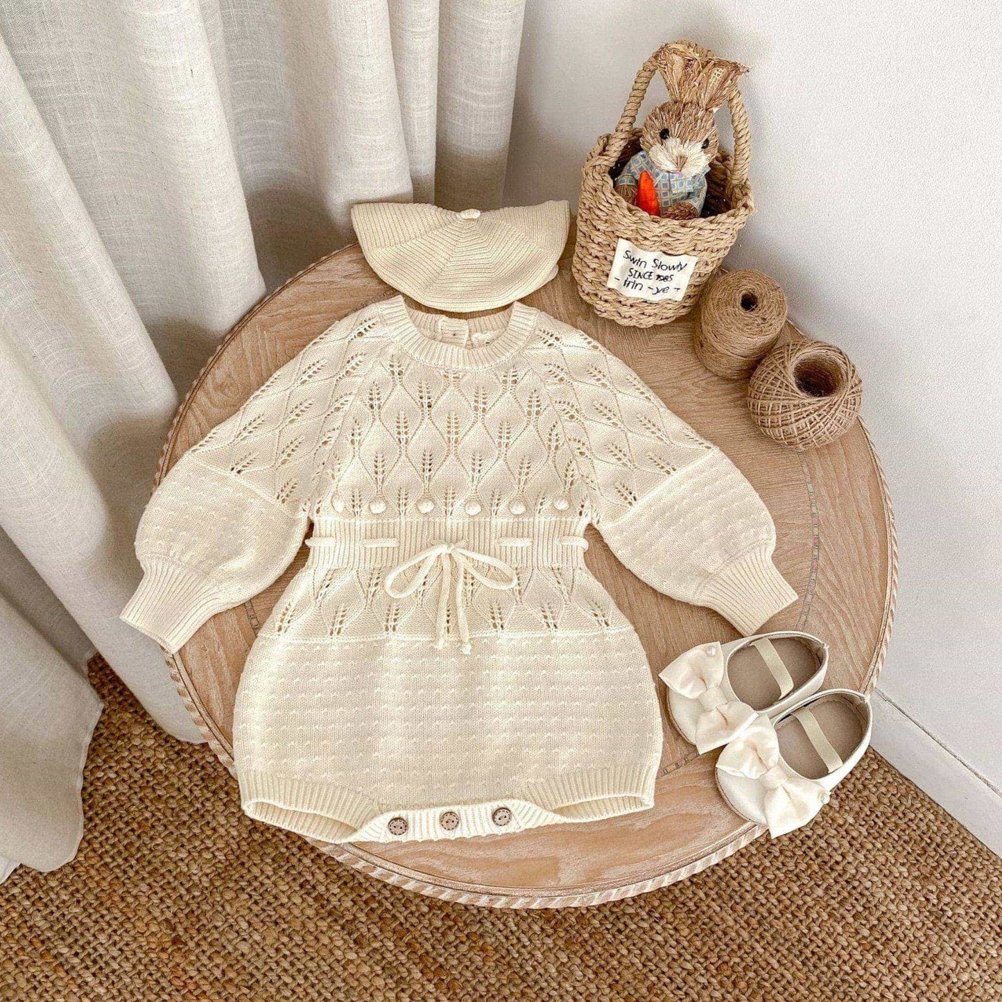 Enna Pointelle Cotton Knit Romper (3m-24m)
