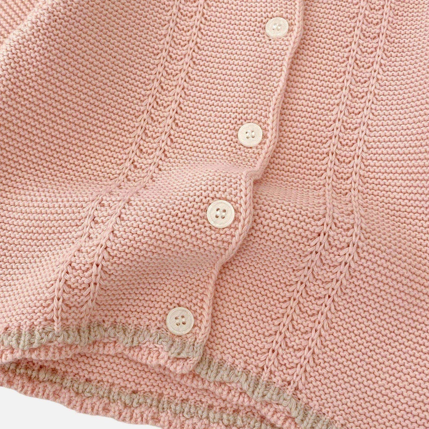 Etta Pink Cotton Knit Cardigan (3m-3yrs)