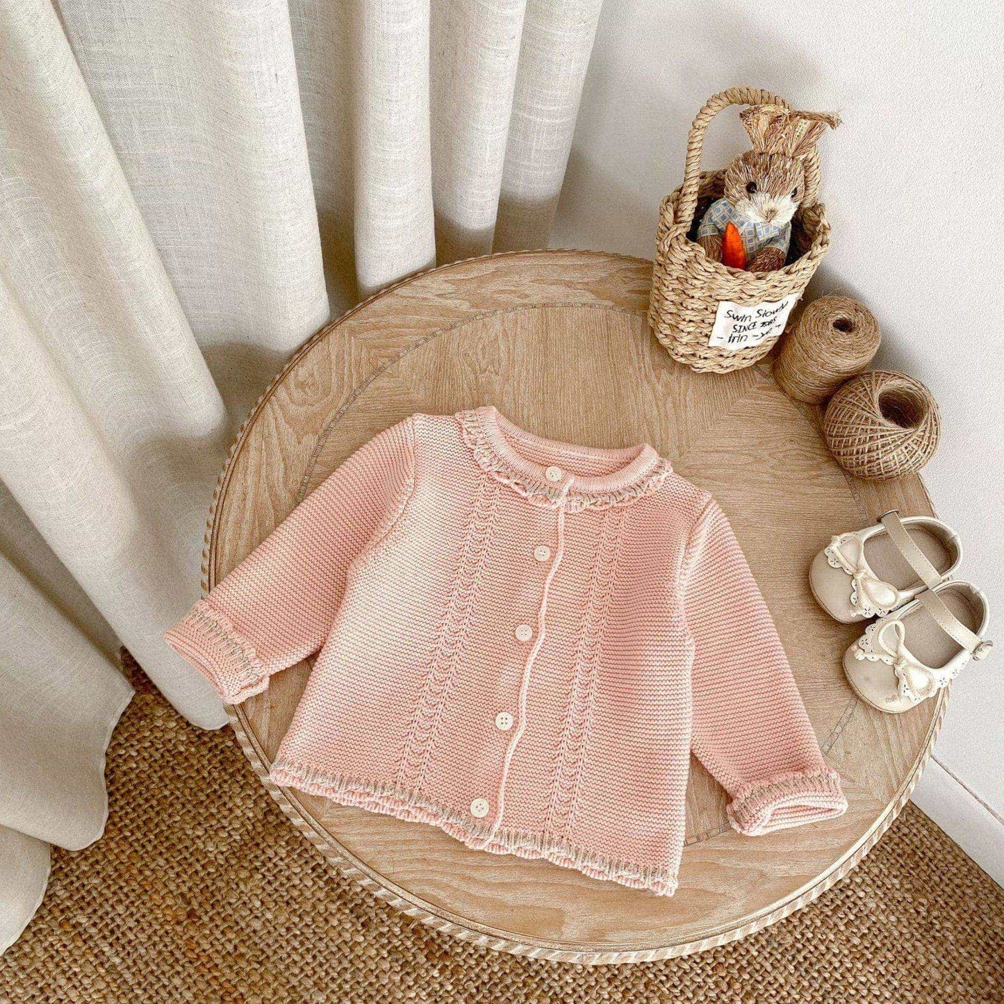 Etta Pink Cotton Knit Cardigan (3m-3yrs)