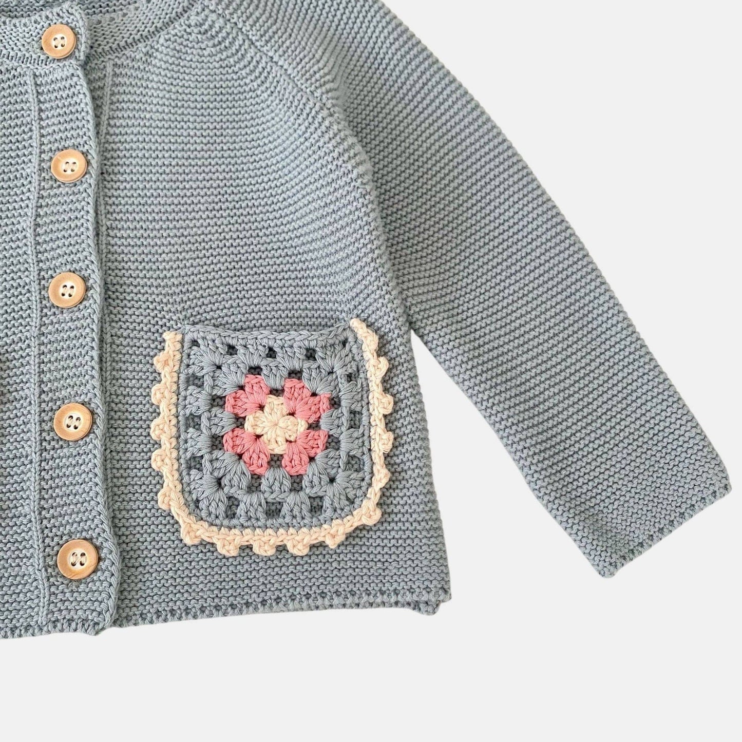 Evie Crochet Knit Cardigan - Blue (3m-3yrs)
