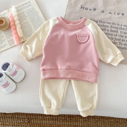 Faux Pocket Cotton Lounge Set, Pink (3m-4yrs)