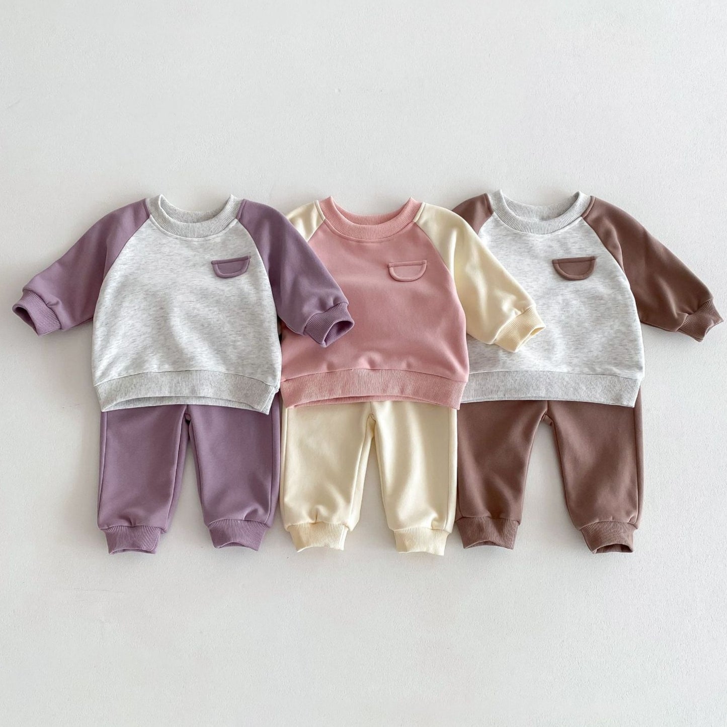 Faux Pocket Cotton Lounge Set, Pink (3m-4yrs)