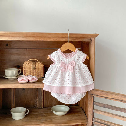 Faye Pink Bow Cotton Set (3m-3yrs)