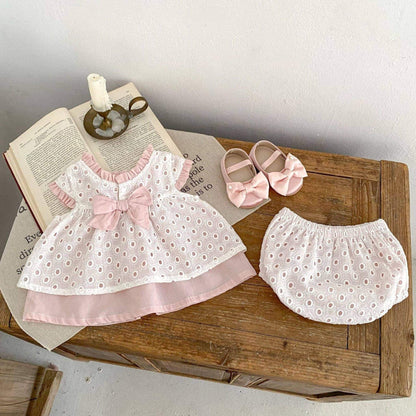 Faye Pink Bow Cotton Set (3m-3yrs)