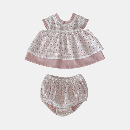 Faye Pink Bow Cotton Set (3m-3yrs)