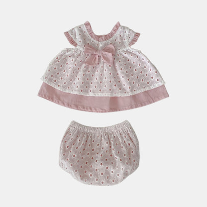 Faye Pink Bow Cotton Set (3m-3yrs)