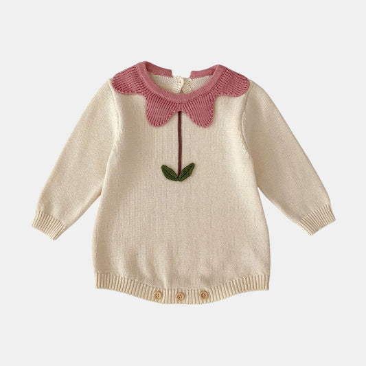 Fifi Petal Cotton Knit Romper (3m-24m)